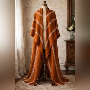 Oui Oversized Blanket Wrap Shawl | Rust Chevron | One Size
